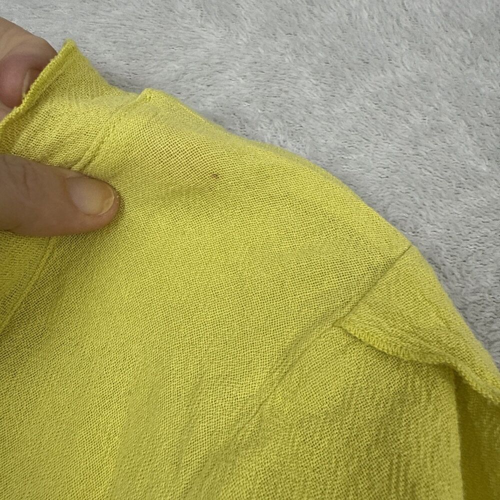 Oh My Gauze! LA Cotton Dress Size 1 (S/M) Lime Ruffle Asymmetric Lagenlook Artsy - Picture 4 of 13